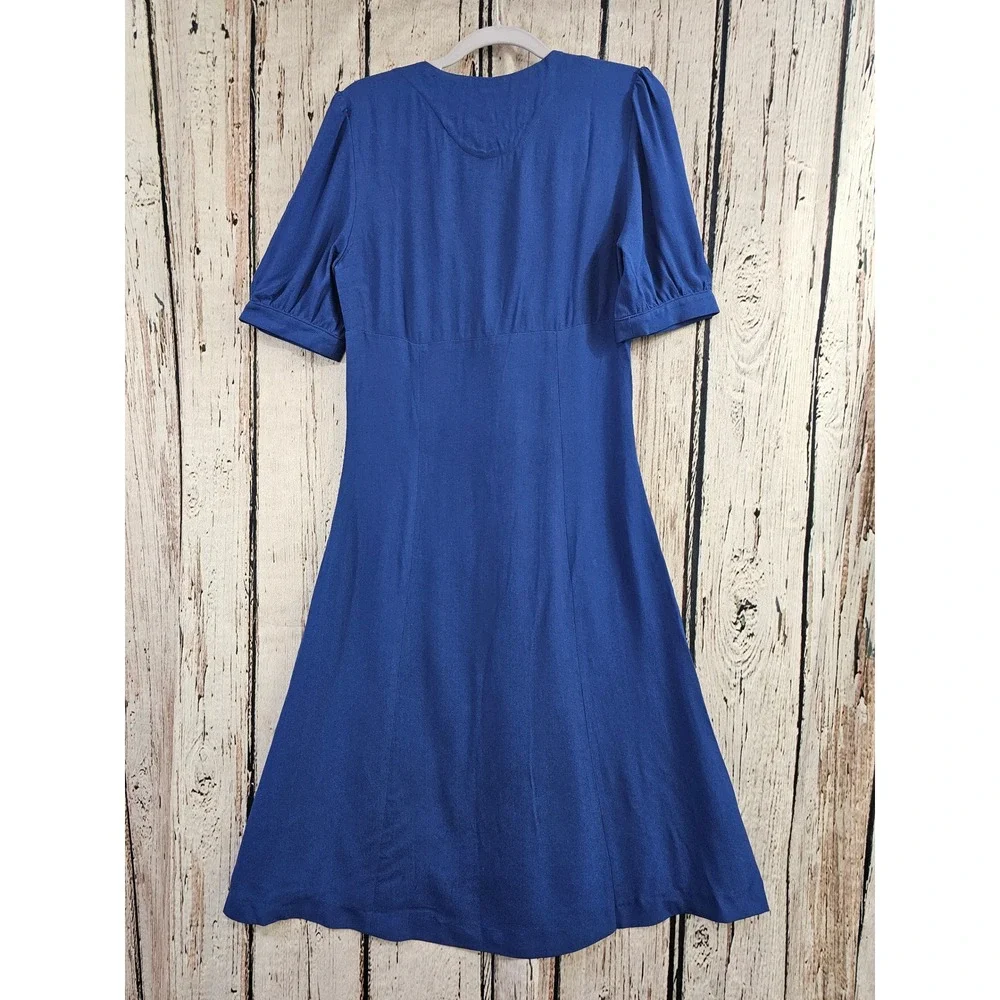 STAUD Blue Rainbow Colorblock Midi Dress Novelty Buttons XS - Picture 4 of 6
